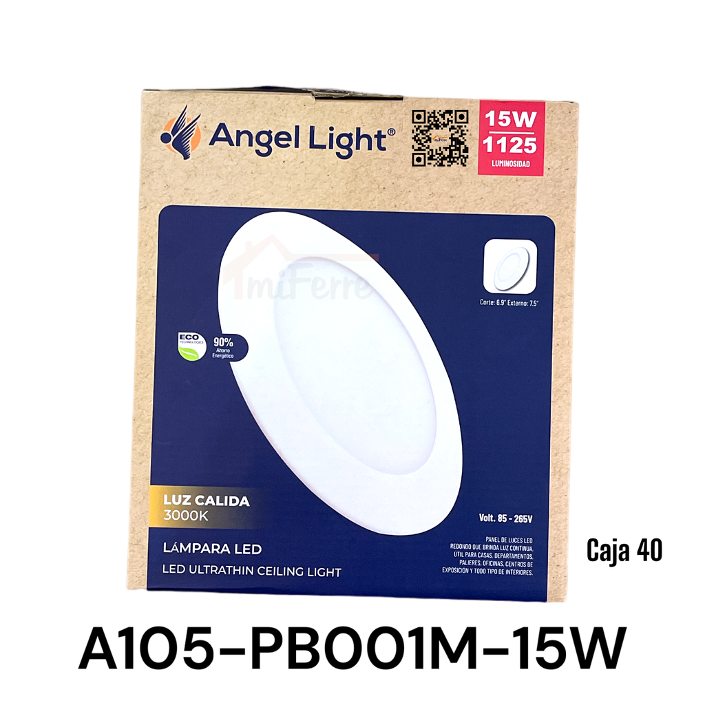 LAMPARA LED EMPOTRABLE ANGEL LIGHT REDONDA 15W 3000K