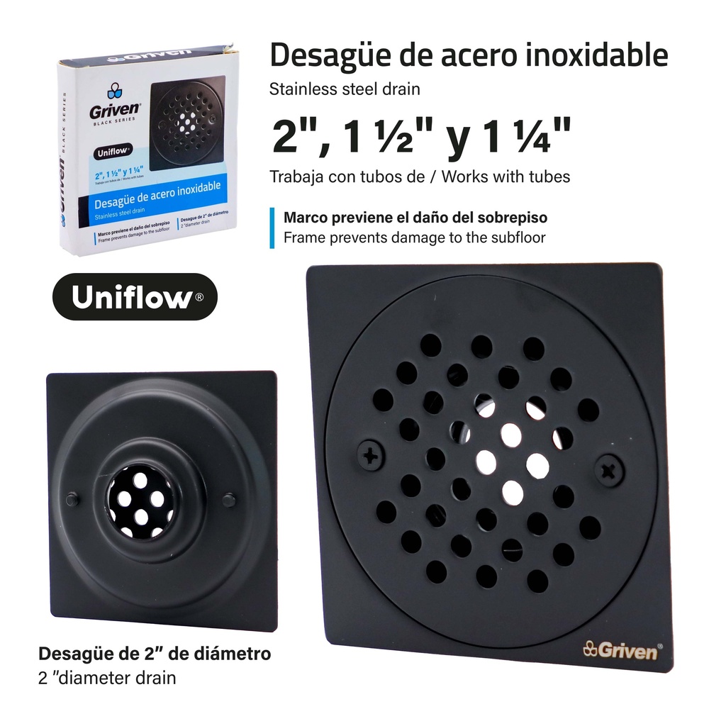 Desague de Piso de Acero Inoxidable GRIVEN Black Series