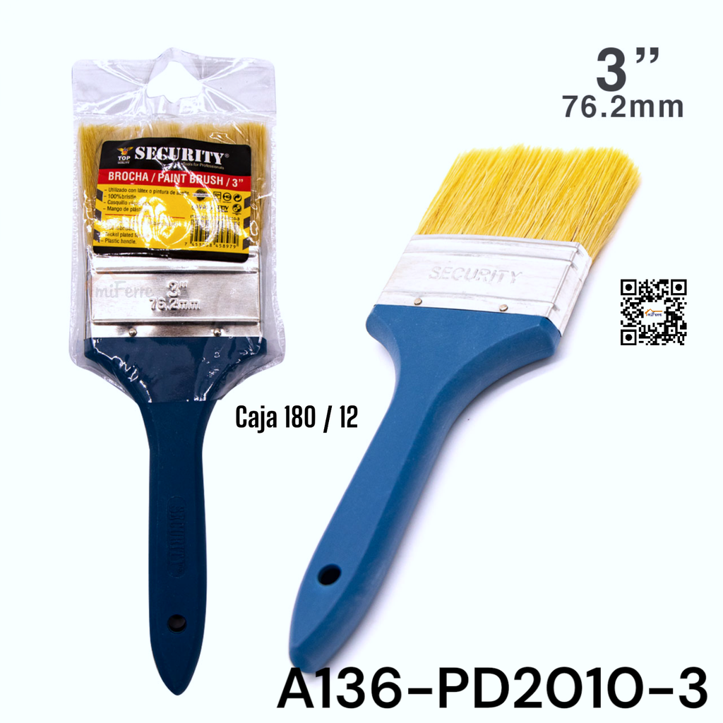 Brocha Plastica 3" SECURITY 12pza