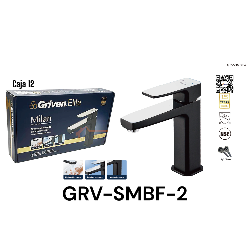 Grifo Monomando para Lavamanos Milan GRIVEN Elite
