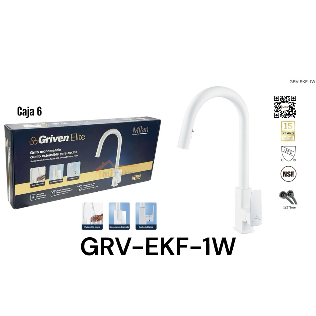 Grifo Monomando Cuello Extensible para Cocina Milan GRIVEN Elite