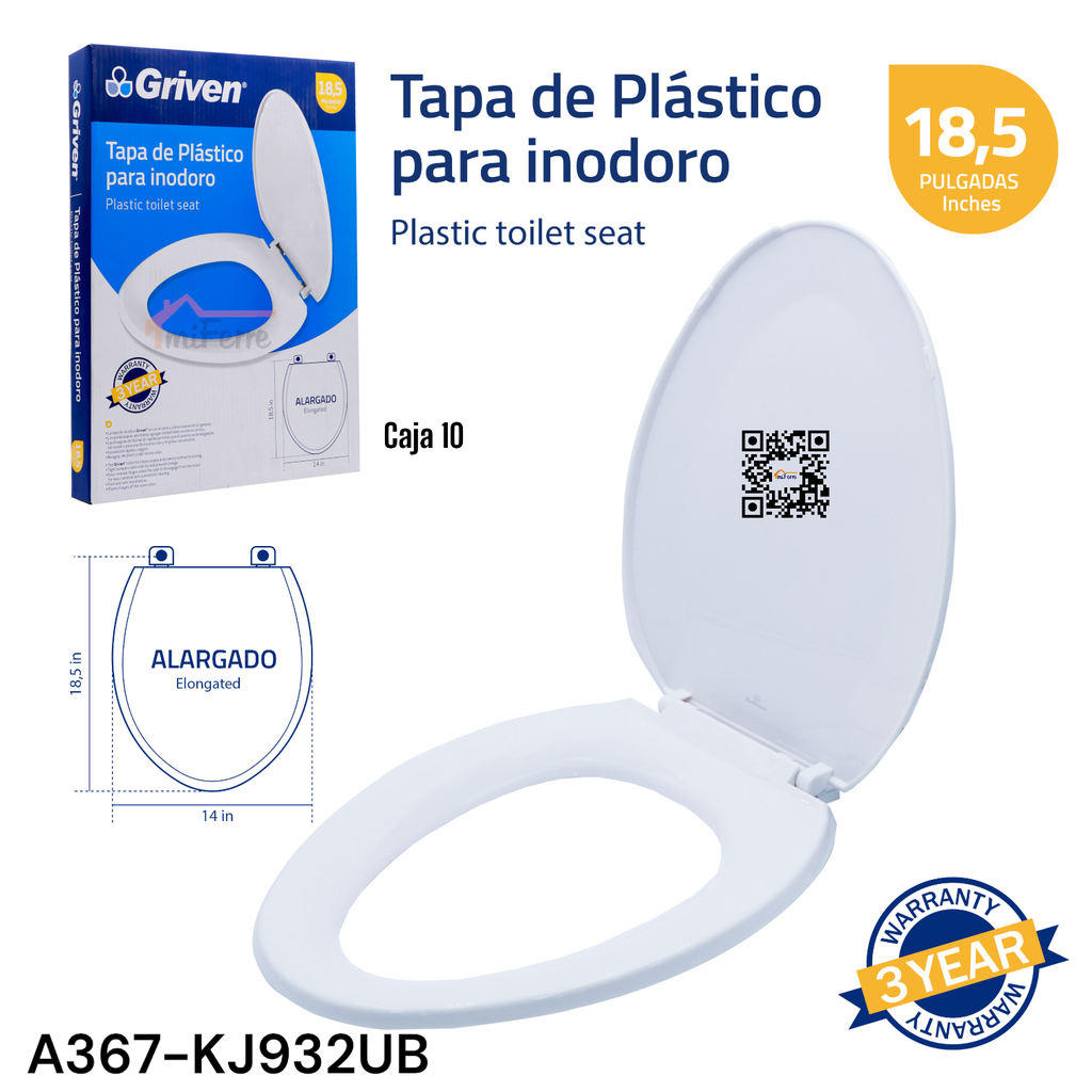 TAPA DE PLASTICO PARA INODORO 18.5&quot; GRIVEN