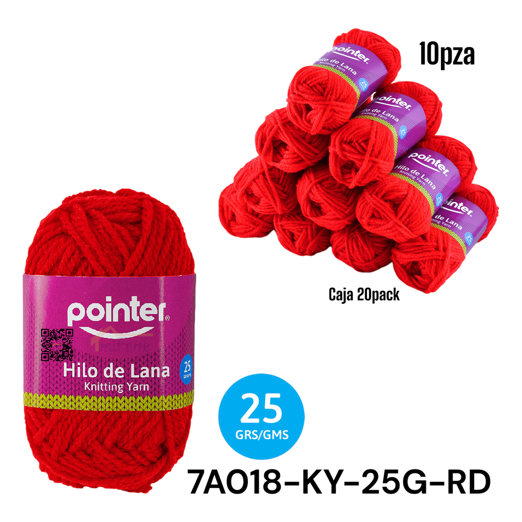 HILO DE LANA POINTER 25g ROJO 10pza