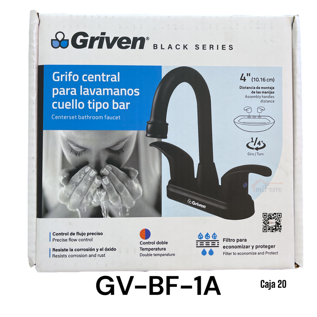 Grifo Central para Lavamanos Tipo Bar GRIVEN Black Series