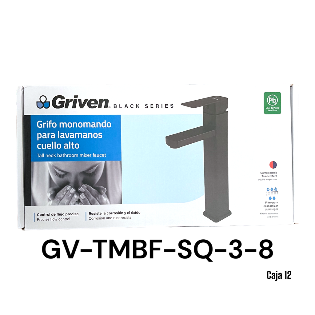 Grifo Monomando para Lavamanos Cuello Alto GRIVEN Black Series