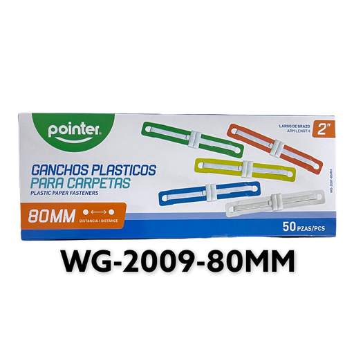 [WG-2009-80MM] Ganchos Plasticos para Carpetas 80mm 50pza POINTER