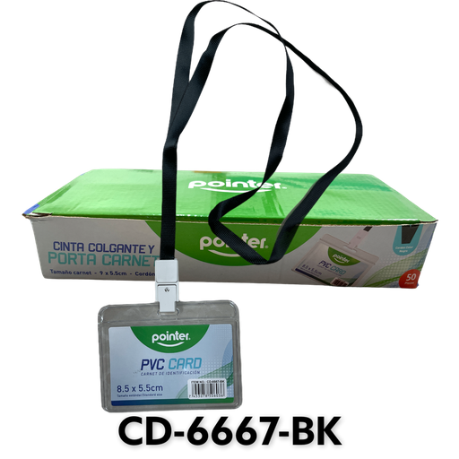 [CD-6667-BK] Cinta Colgante y Porta Carnet 50pza POINTER