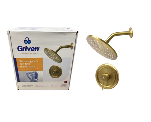 [GV-GFT010] Set de Regadera con Llave Monomando GRIVEN Golden Series