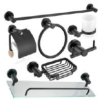 [P0242-EKR-AA001-B7] Set de Accesorios para Baño 7pza Negro BAHIT