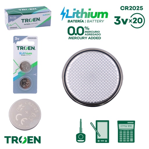 [TR-CR2025-2B] Bateria CR2025 2pza TROEN