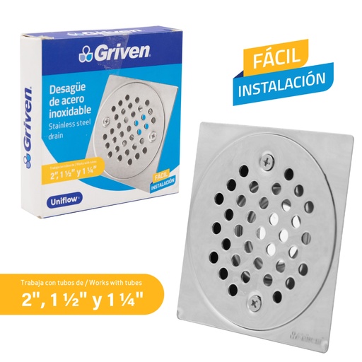 [A367-SD-10A1] Desague de Piso Uniflow de Acero Inoxidable GRIVEN 