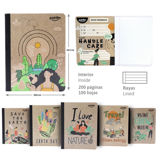 [COS-20] Cuaderno Cosido Raya Ancha 200pag POINTER