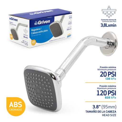 [A367-R8605] Regadera Cabeza Estilo Plato GRIVEN