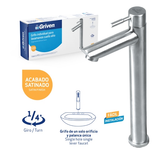 [GV-TSSF-1] Grifo Individual para Lavamanos Cuello Alto GRIVEN