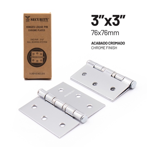 [9A145-HHDG3-CP] Bisagra para Puerta 3 X 3" Plateada SECURITY
