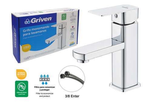 [GV-CMF601-3-8] Grifo Monomando para Lavamanos GRIVEN