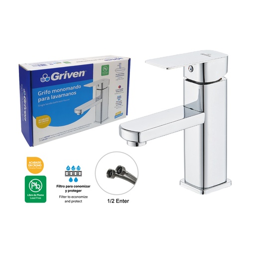 [GV-CMF601-3-8] Grifo Monomando para Lavamanos GRIVEN