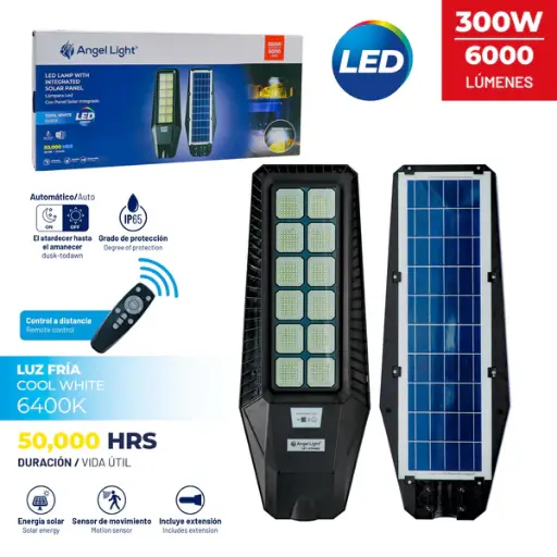 [A105-GSD-300W] Lampara Led con Panel Solar Integrado 300W 6400K ANGEL LIGHT