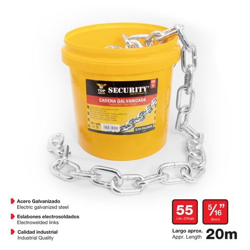 [A367-IC5-16] Cadena Galvanizada 5/16" SECURITY
