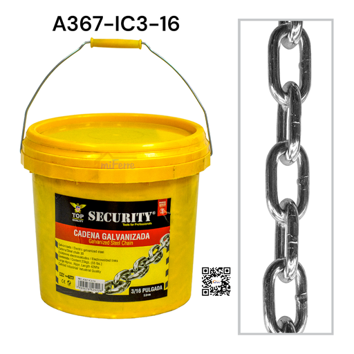 [A367-IC3-16] Cadena Galvanizada 3/16" SECURITY