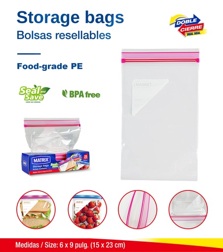 [MT-FSB1523] Bolsas Resellables 25pza MATRIX