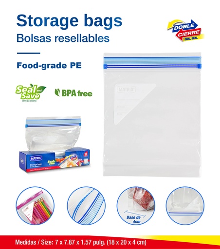 [MT-FSB1820B] Bolsas Resellables 25pza MATRIX