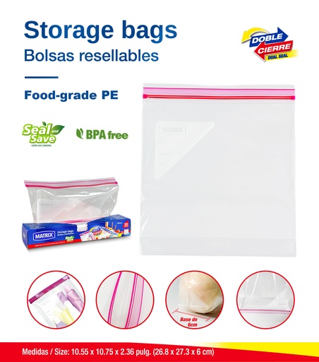 [MT-FSB2727B] Bolsas Resellables 20pza MATRIX