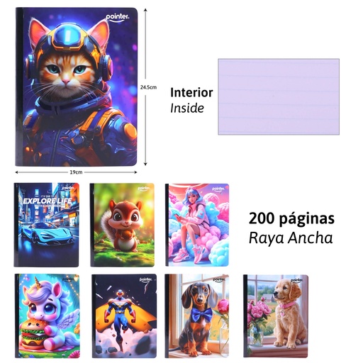 [COS2-100] Cuaderno Cosido Raya Ancha 200pag POINTER