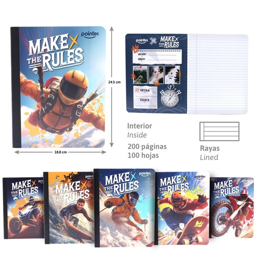 [COS-04] Cuaderno Cosido Raya Ancha 200pag POINTER
