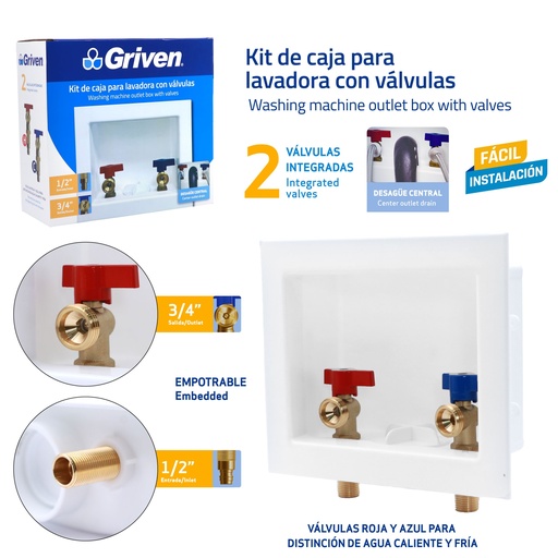 [GV-WMV-1-2] Kit de Caja para Lavadora con Válvulas GRIVEN