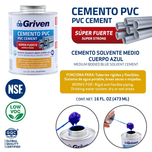 [A367-PCG-16OZ] Pegamento PVC 16oz GRIVEN