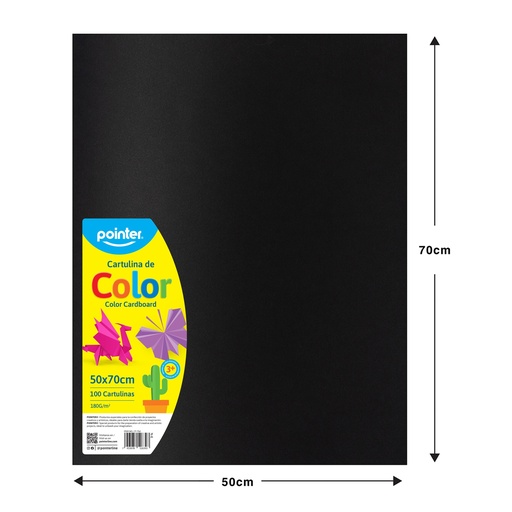 [CT-754] Cartulina 50 X 70cm 100pza POINTER Negra