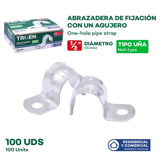 [TR-EMT012-B] Grapas 1/2" (1 oreja) 100pza TROEN