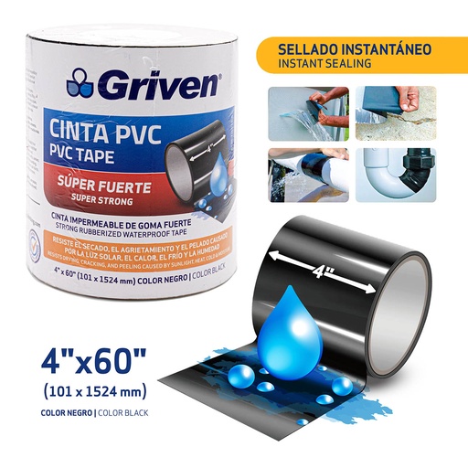 [A136-T10015-B] Cinta PVC 4 X 60" Negro GRIVEN 