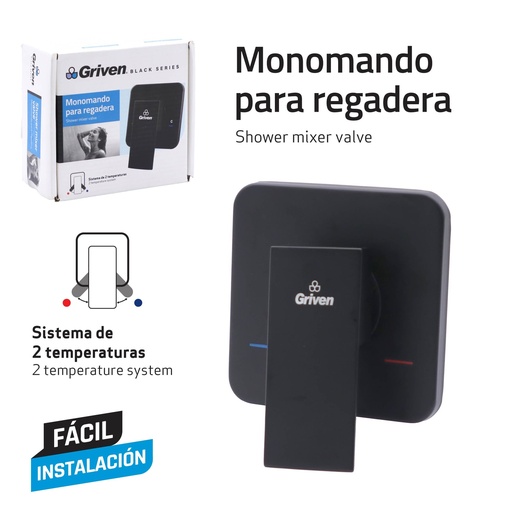 [GV-WBA-3] Monomando para Regadera GRIVEN Black Series