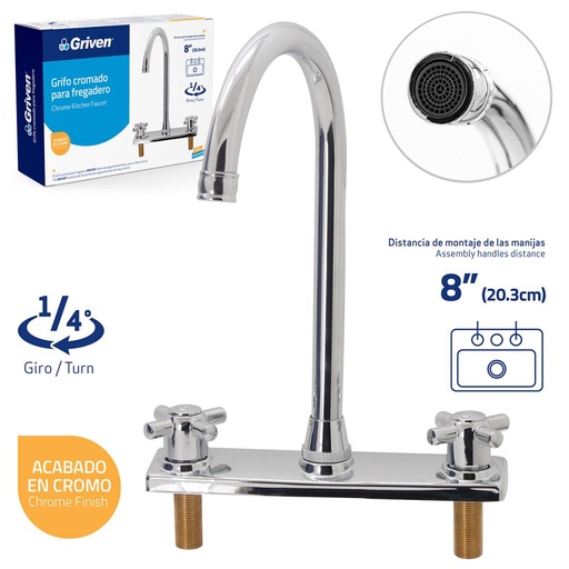 [A367-GF1415] Grifo Cromado para Fregadero GRIVEN