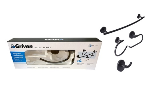 [A367-SH60200-FBS] Juego de Accesorios para Baño 4pza GRIVEN Black Series
