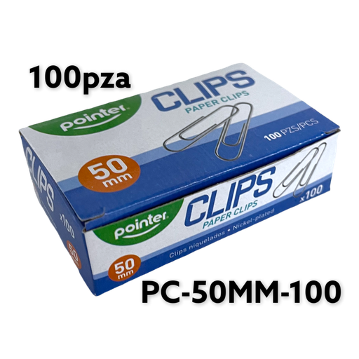 [PC-50MM-100] Clips Metalicos para Papel 100pza POINTER