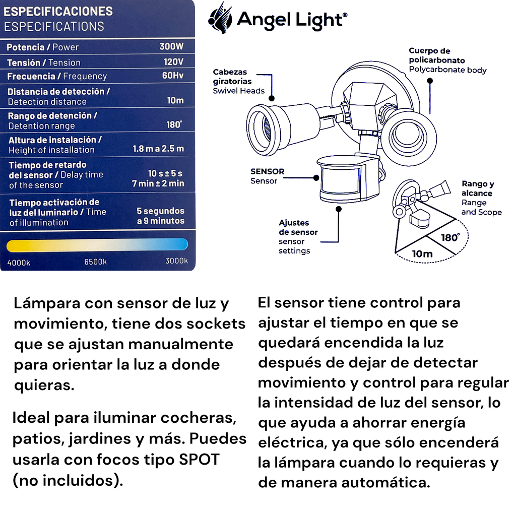 LAMPARA CON SENSOR DE MOVIMIENTO ANGEL LIGHT