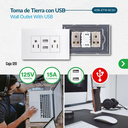 TOMA DE TIERRA DOBLE CON USB TROEN 10pza