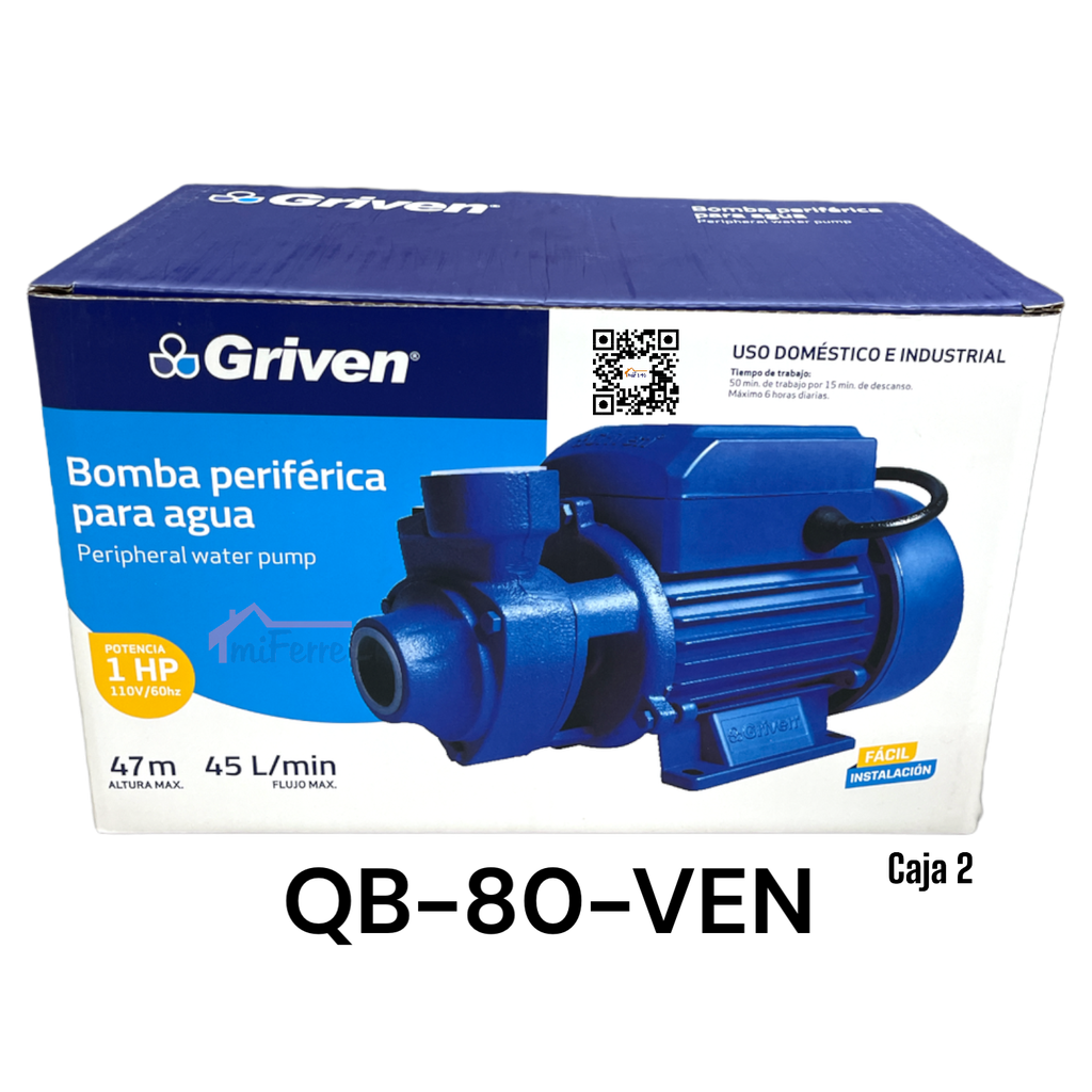 BOMBA PERIFERICA PARA AGUA 1HP GRIVEN