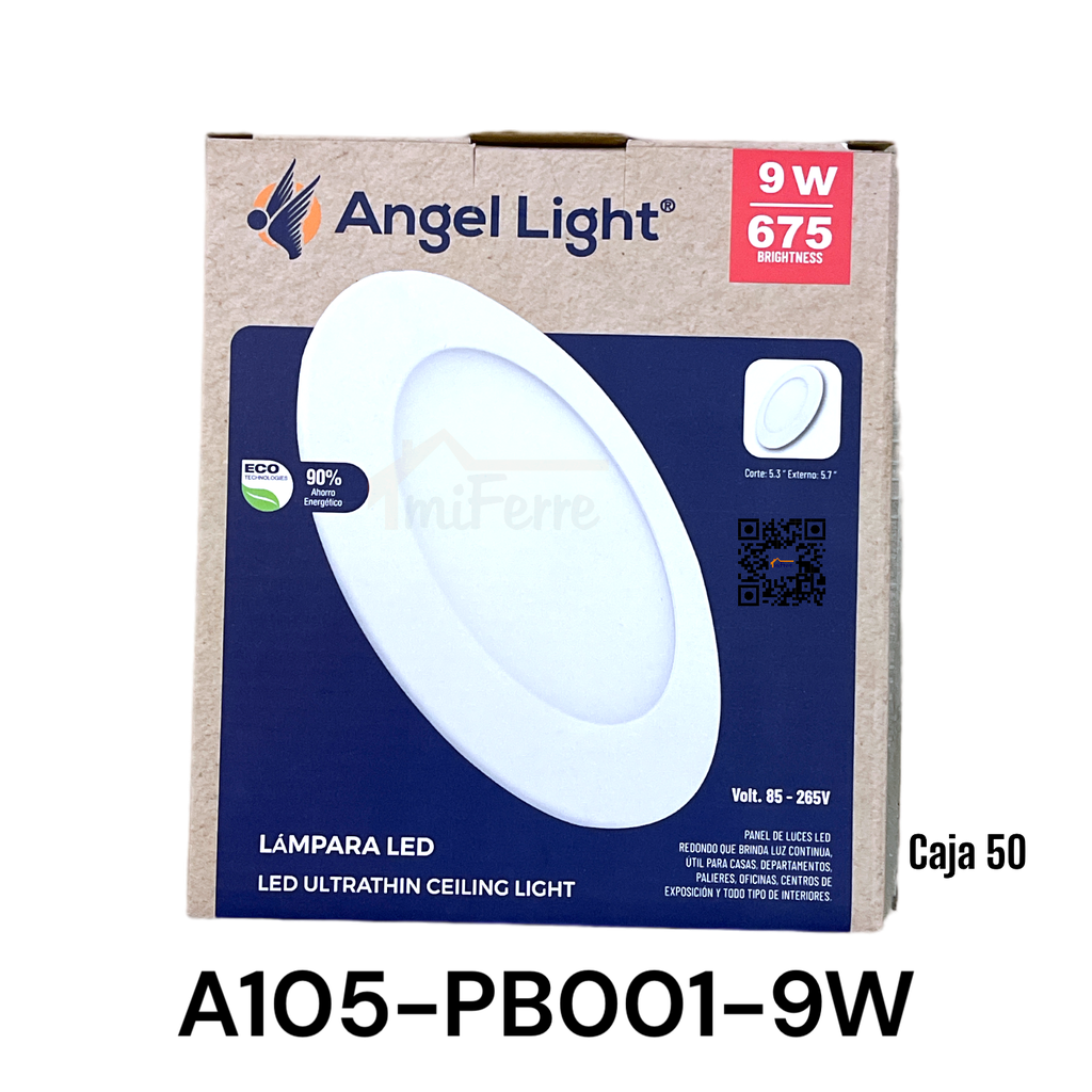 LAMPARA LED EMPOTRABLE ANGEL LIGHT REDONDA 9W 6400K