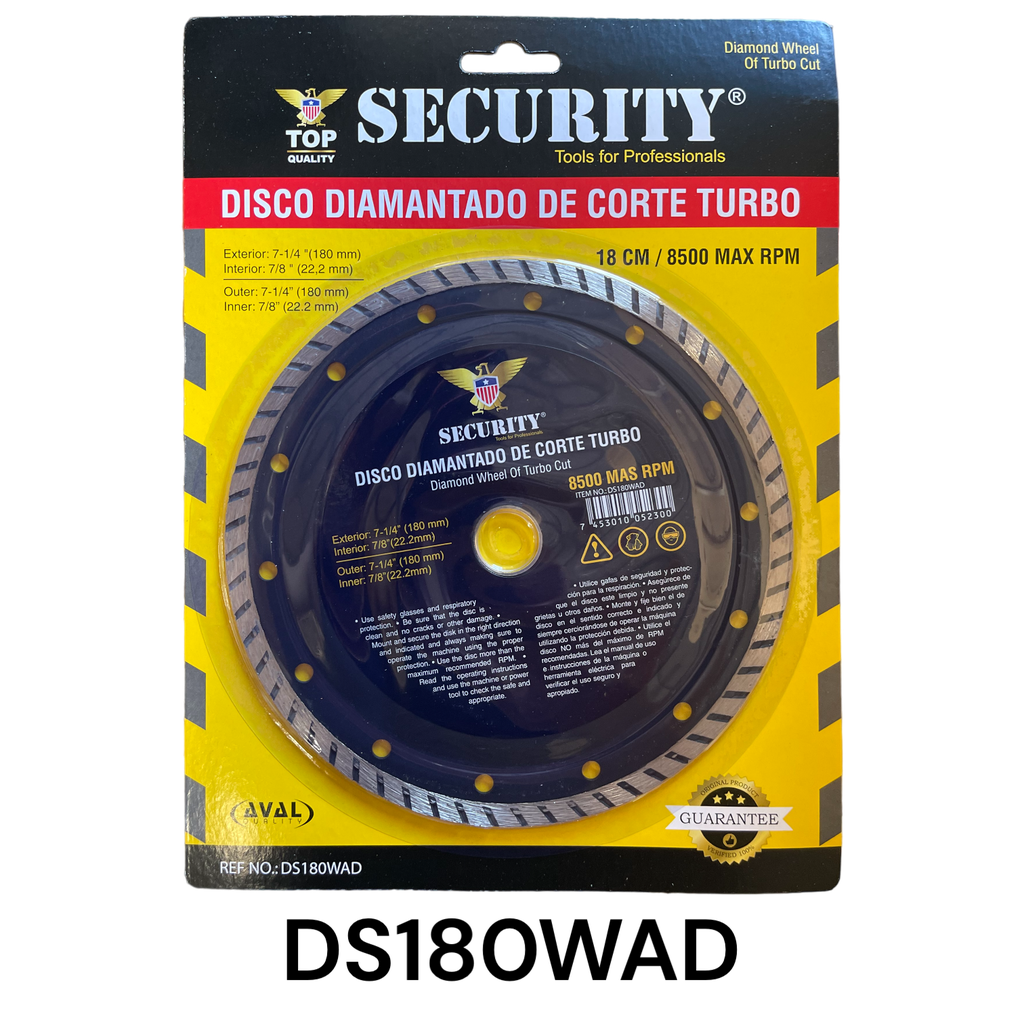 DISCO DIAMANTE 7-1/4&quot; TURBO SECURITY