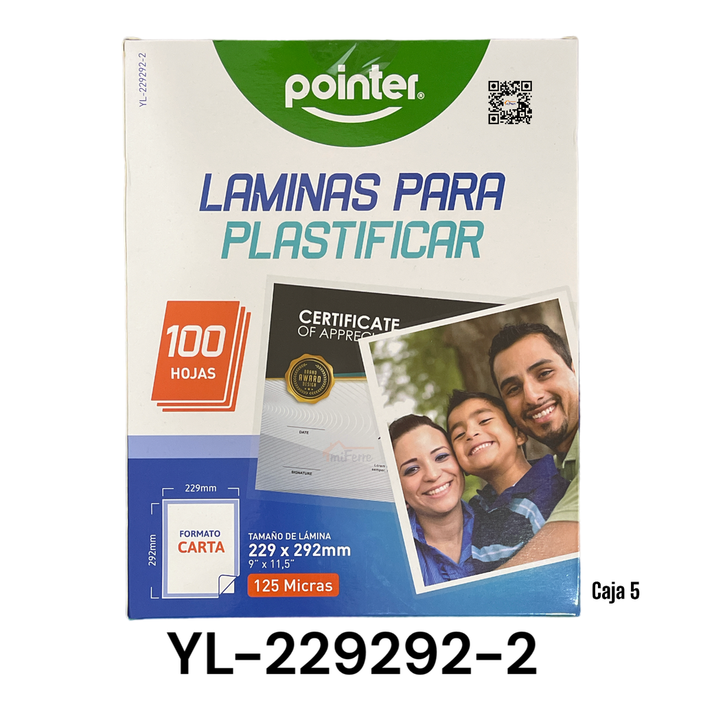 LAMINA PARA PLASTIFICAR POINTER 100pza
