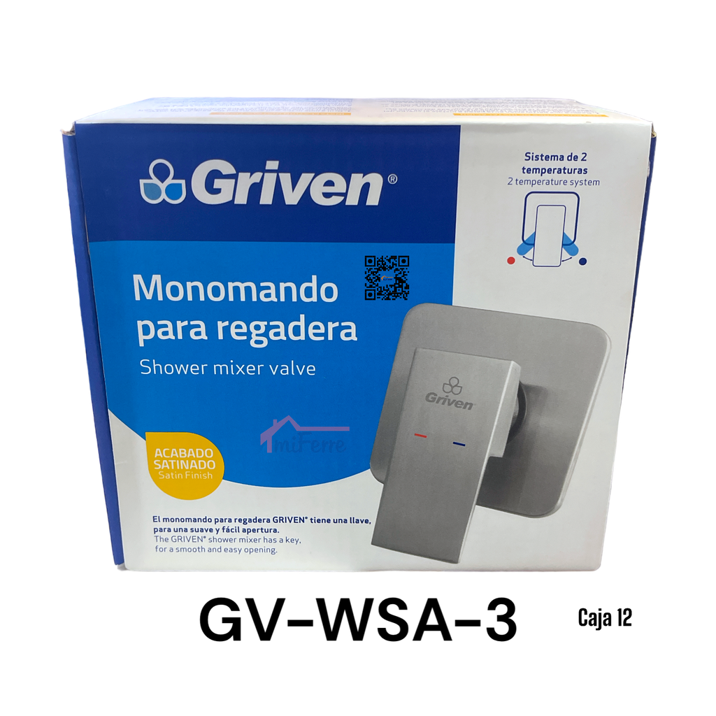 Monomando para Regadera GRIVEN Satin