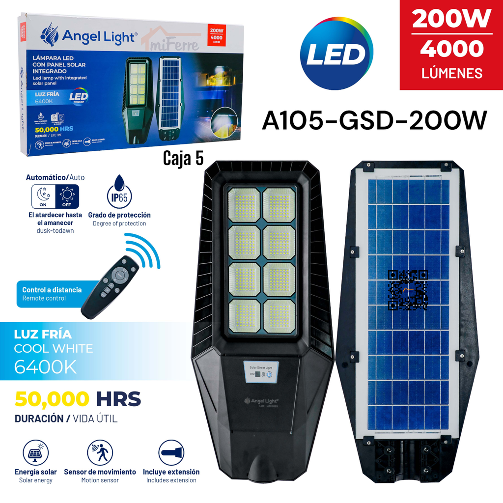 LAMPARA SOLAR 200W ANGEL LIGHT