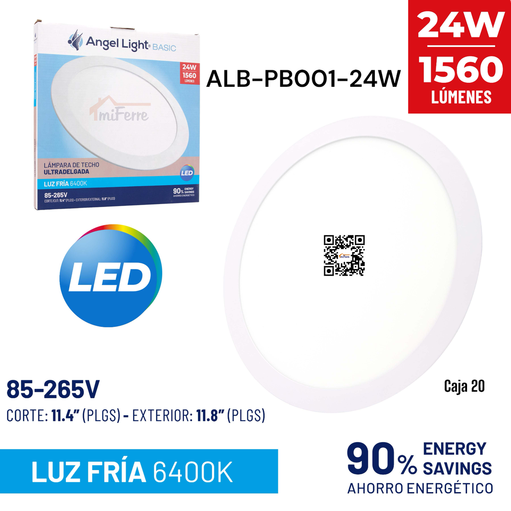 LAMPARA LED EMPOTRABLE REDONDA 24W ANGEL LIGHT BASIC