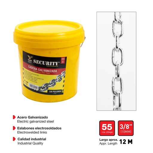 [A367-IC3-8] Cadena Galvanizada 3/8" SECURITY