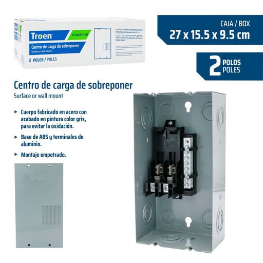 [TR-TLQLBS-2-SM] Panel Electrico 27 X 15.5 X 9.5cm TROEN