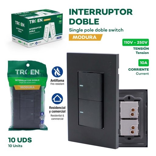 [A136-ETB-2K] 10-Pack Interruptor Doble TROEN 